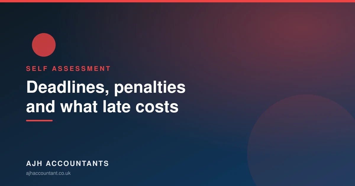 Calendar illustration showing UK Self Assessment deadlines and penalties
