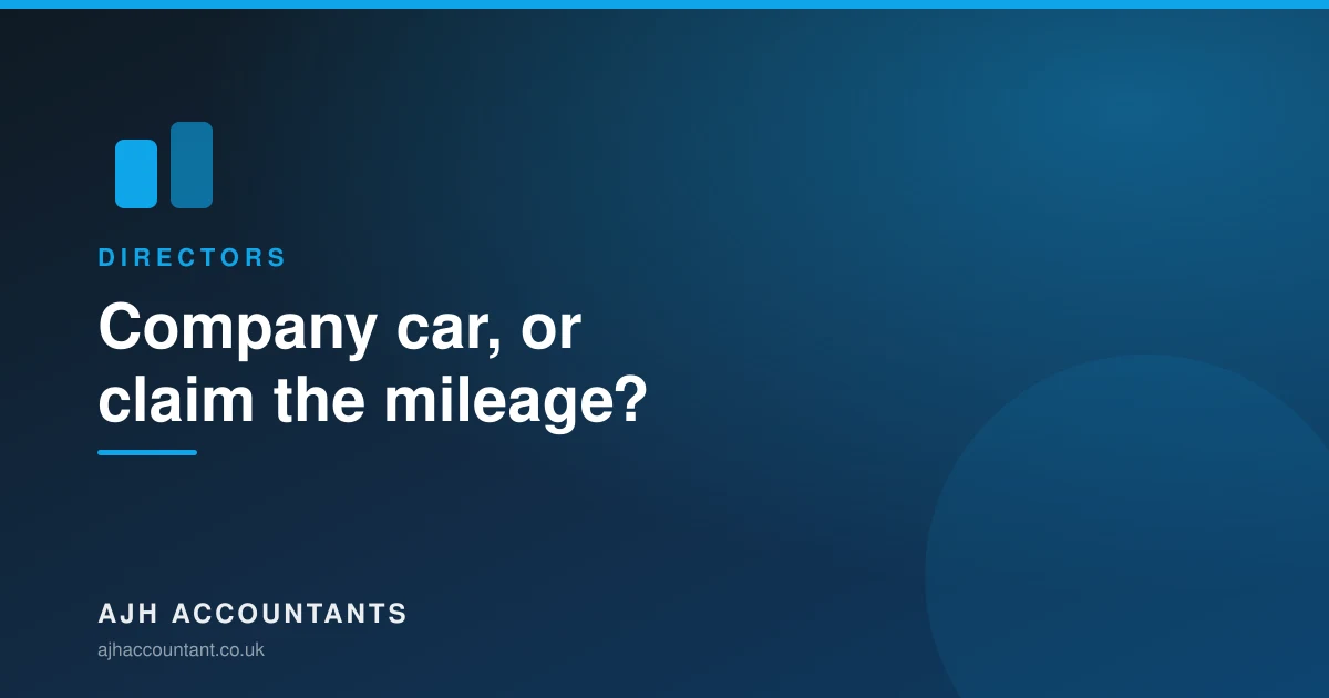 Illustration comparing a company car with a personal mileage claim for directors