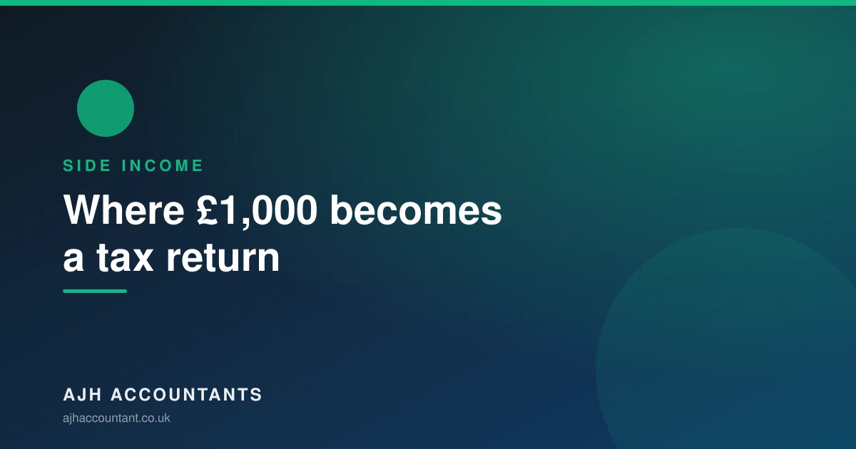 Illustration of the £1,000 UK trading allowance for side income